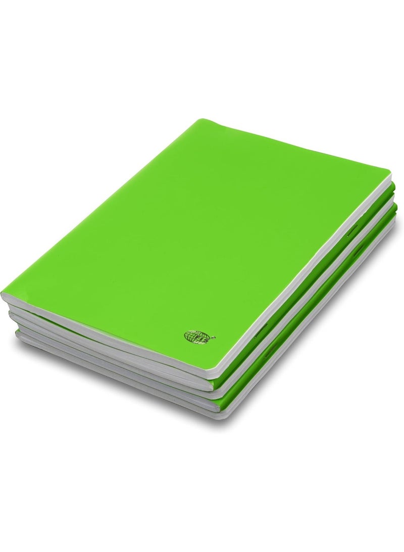 FIS Notebook, A5 Size(148x210mm), PP Soft Cover Materials, Stong Binding Wire, 80 Sheets, Plain No Ruling, Rounded Corners, Packet of 5 Pieces, Neon Green Cover Design-FSNBA5PLPPNGR - Image 1